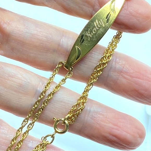 SPEIDEL Vintage ID Double Chain Bracelet Goldtone "Holly" Engraved - Picture 3 of 9